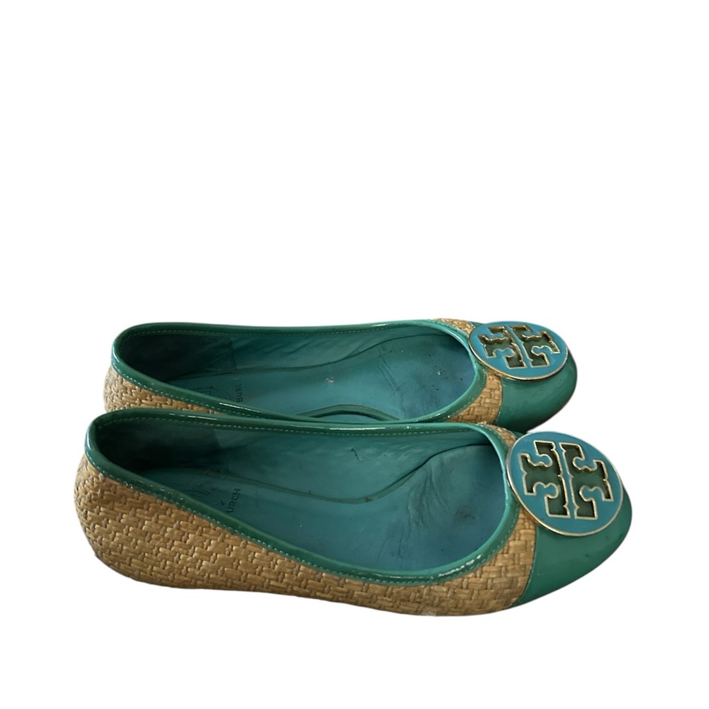 TORY BURCH Teal and Tan Ballet Flats - Picture 4 of 8